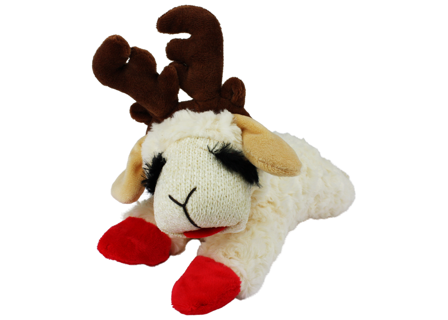 MULTIPET Lamb Chop with Antlers Holiday Dog Toy 10"