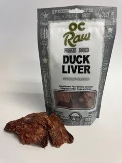 OC RAW Freeze Dried Duck Liver Treats for Cats and Dogs 4OZ