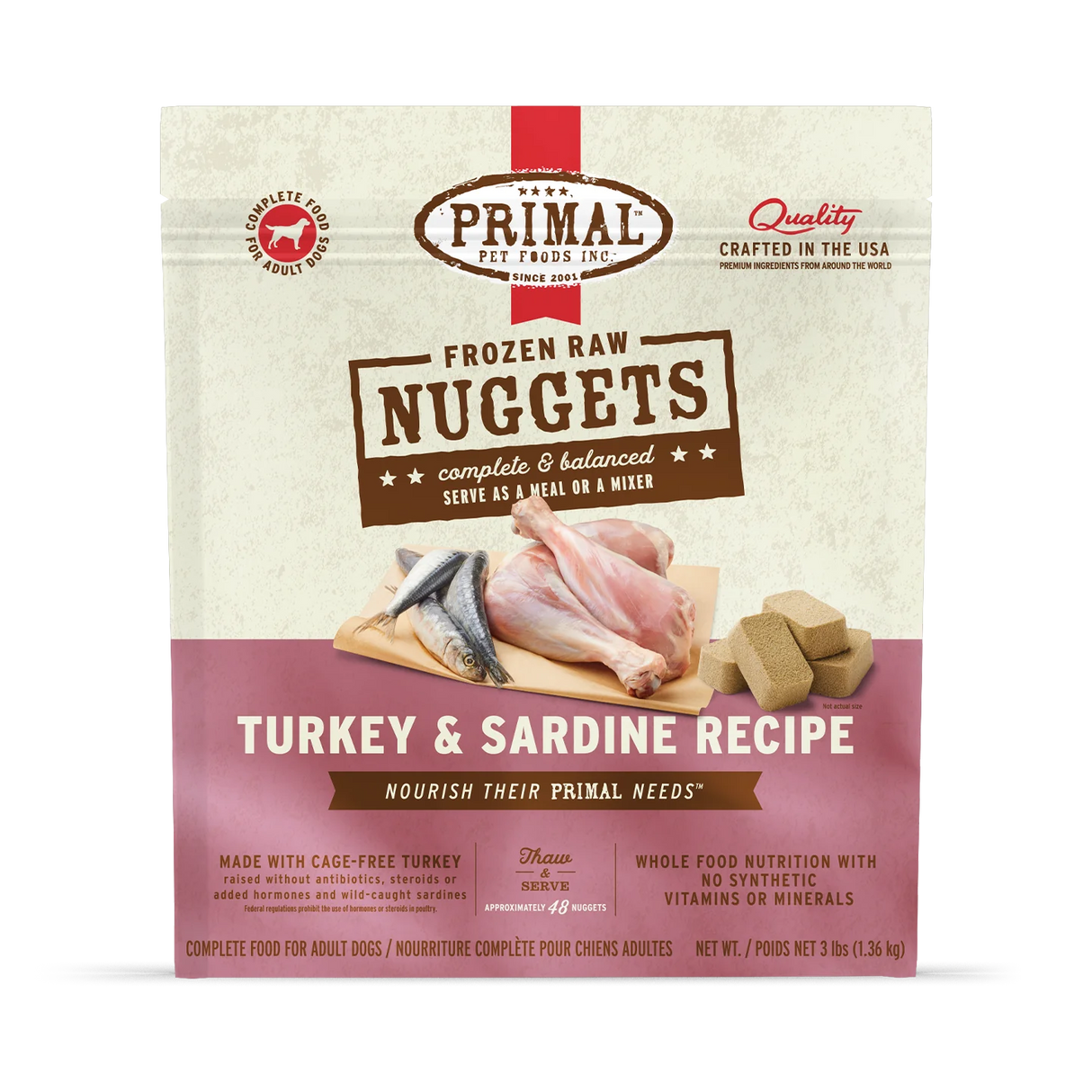 Primal Frozen Raw Dog Food Turkey & Sardine Recipe