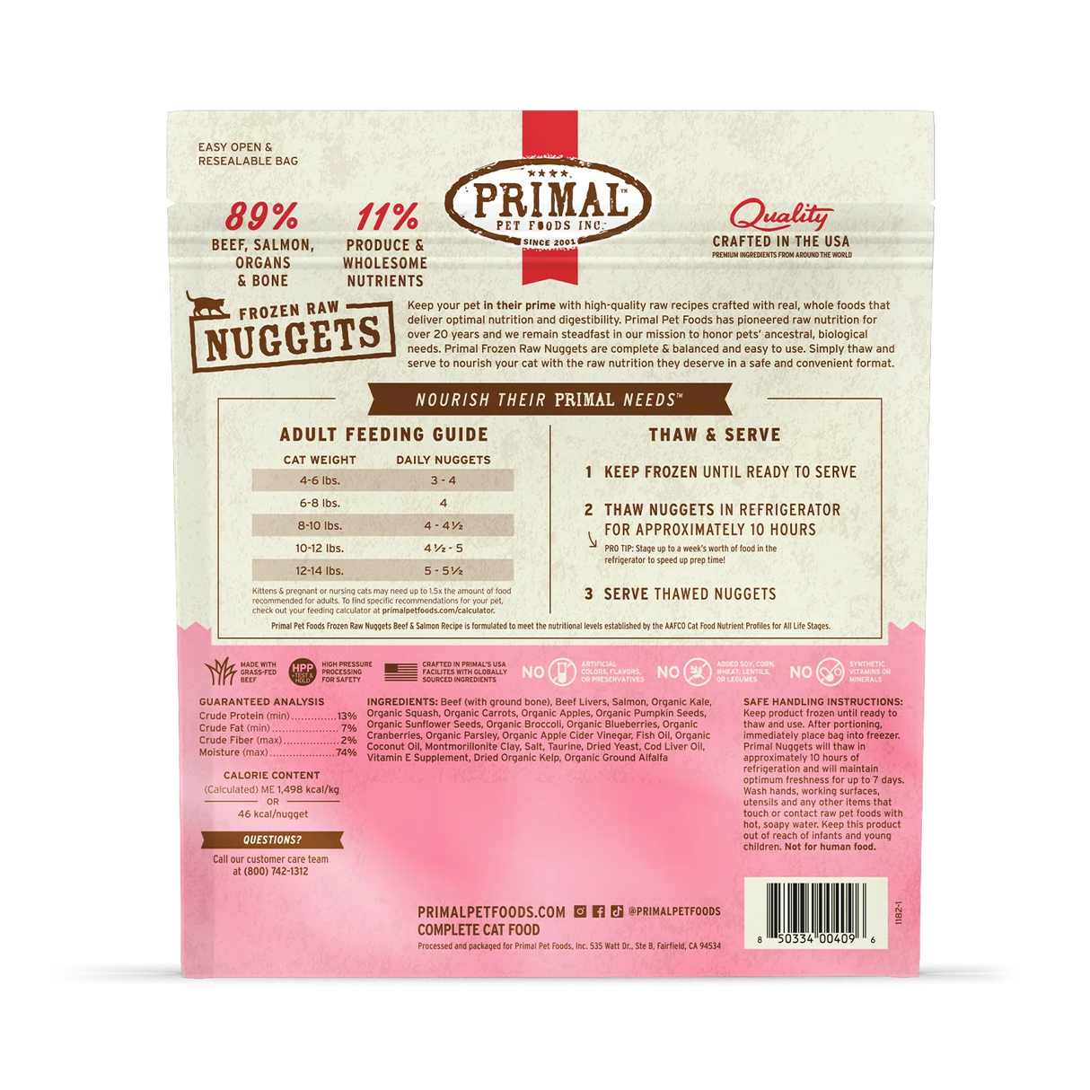 Primal Frozen Raw 3LB Nuggets Cat Food