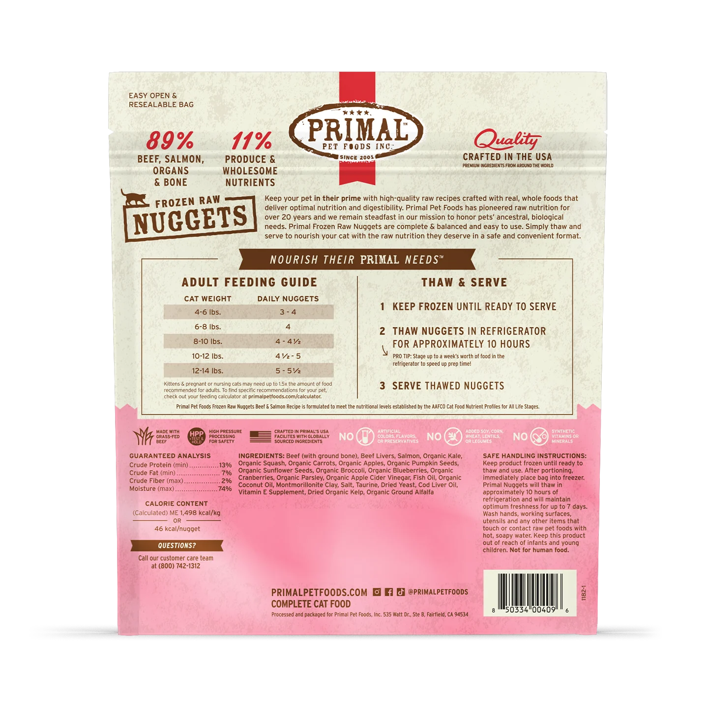 Primal Frozen Raw 3LB Nuggets Cat Food