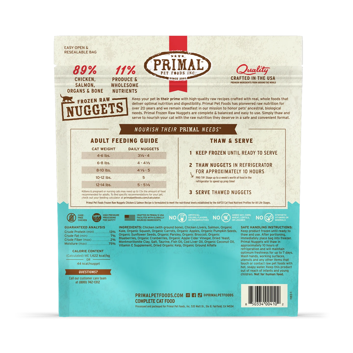 Primal Frozen Raw 3LB Nuggets Cat Food