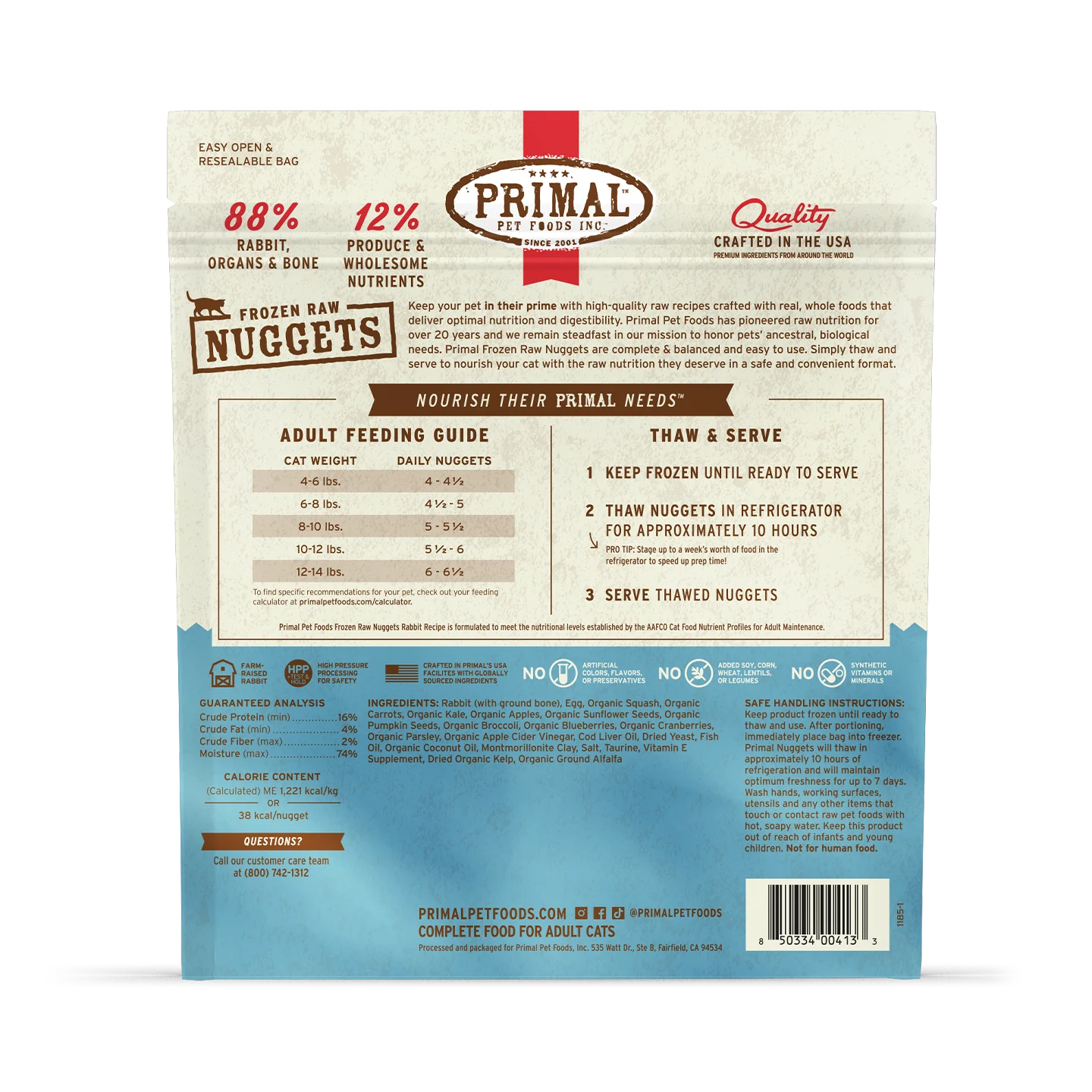 Primal Frozen Raw Nuggets Cat Food Rabbit Recipe