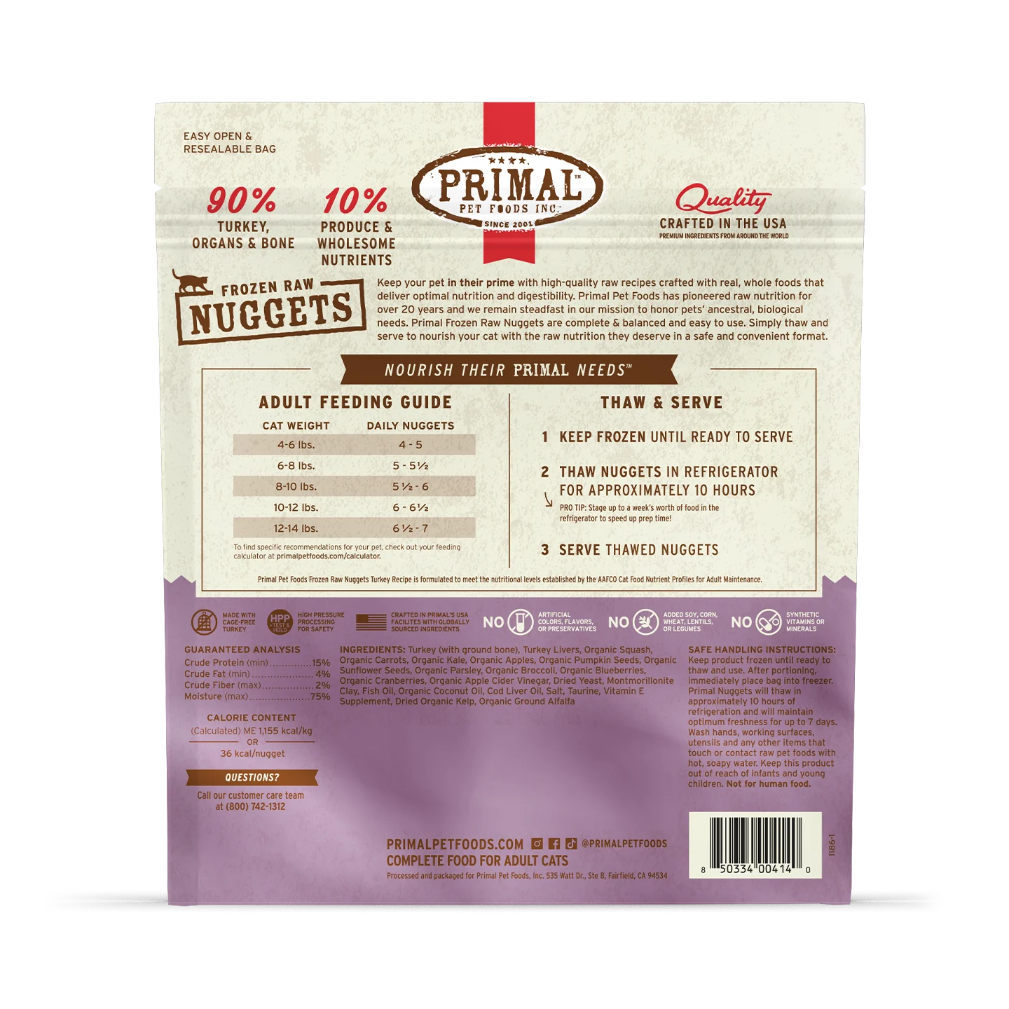 Primal Frozen Raw 3LB Nuggets Cat Food