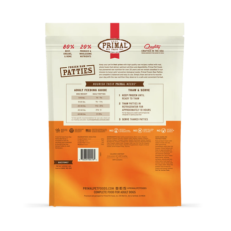 Primal Frozen Raw Dog Food Beef Recipe