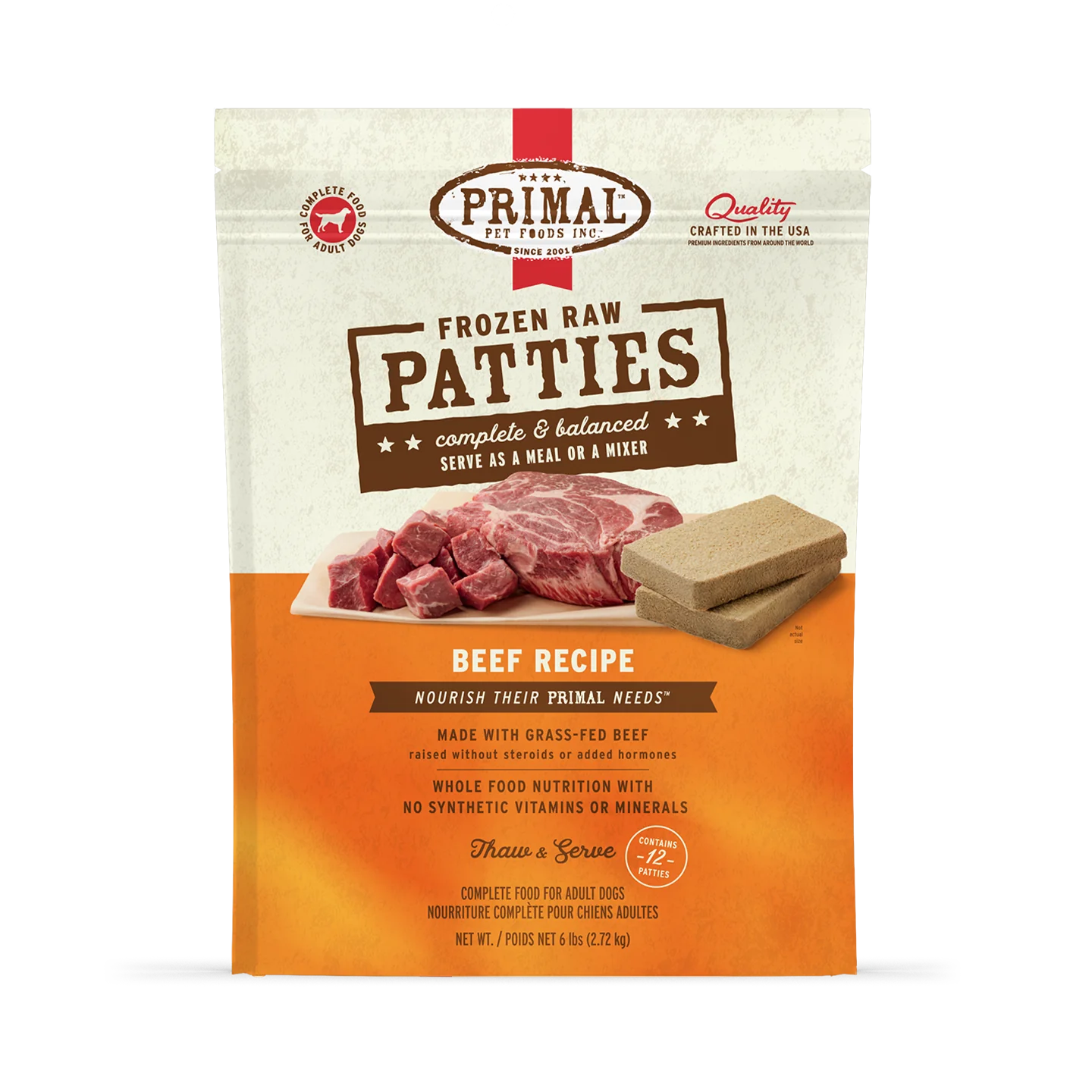 Primal Frozen Raw Dog Food Beef Recipe