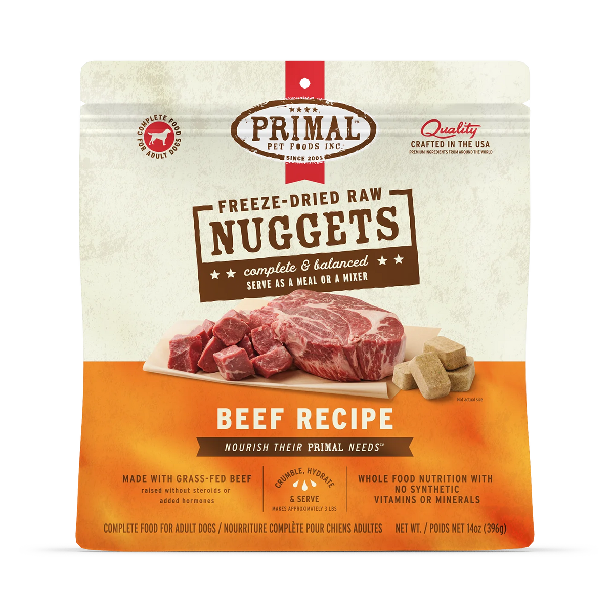Primal Freeze-Dried Raw Nuggets Dog Food Beef Recipe