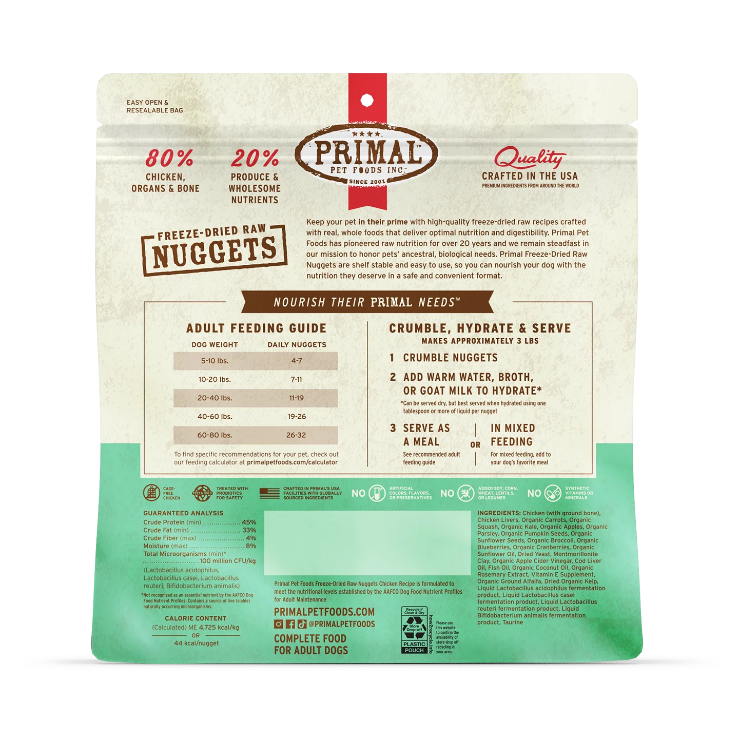 Primal Freeze-Dried Raw Nuggets Dog Food Chicken Recipe
