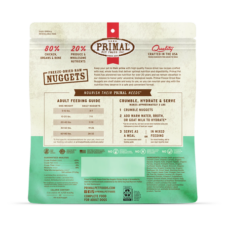 Primal Freeze-Dried Raw Nuggets Dog Food Chicken Recipe