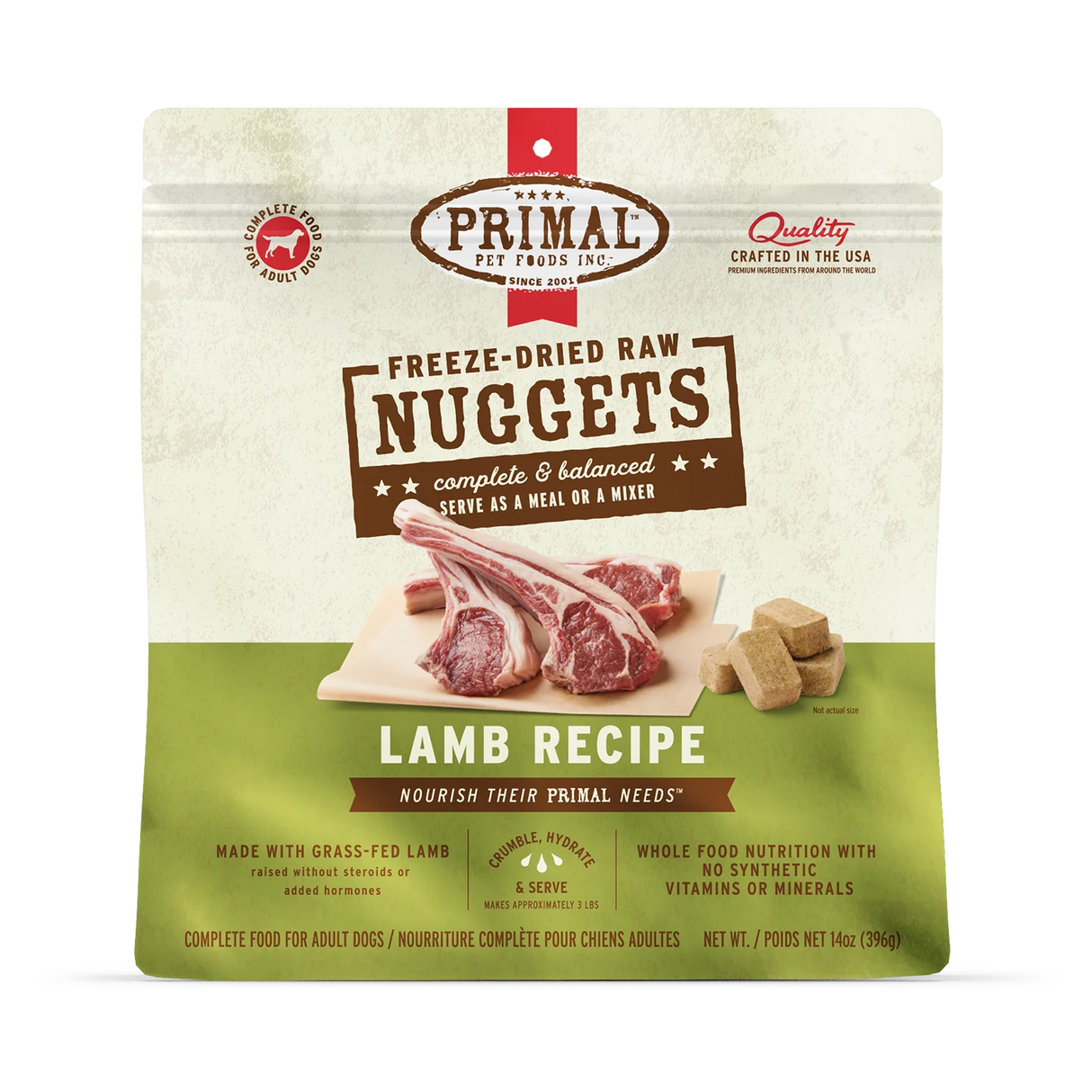 Primal Freeze-Dried Raw Nuggets Dog Food Lamb Recipe