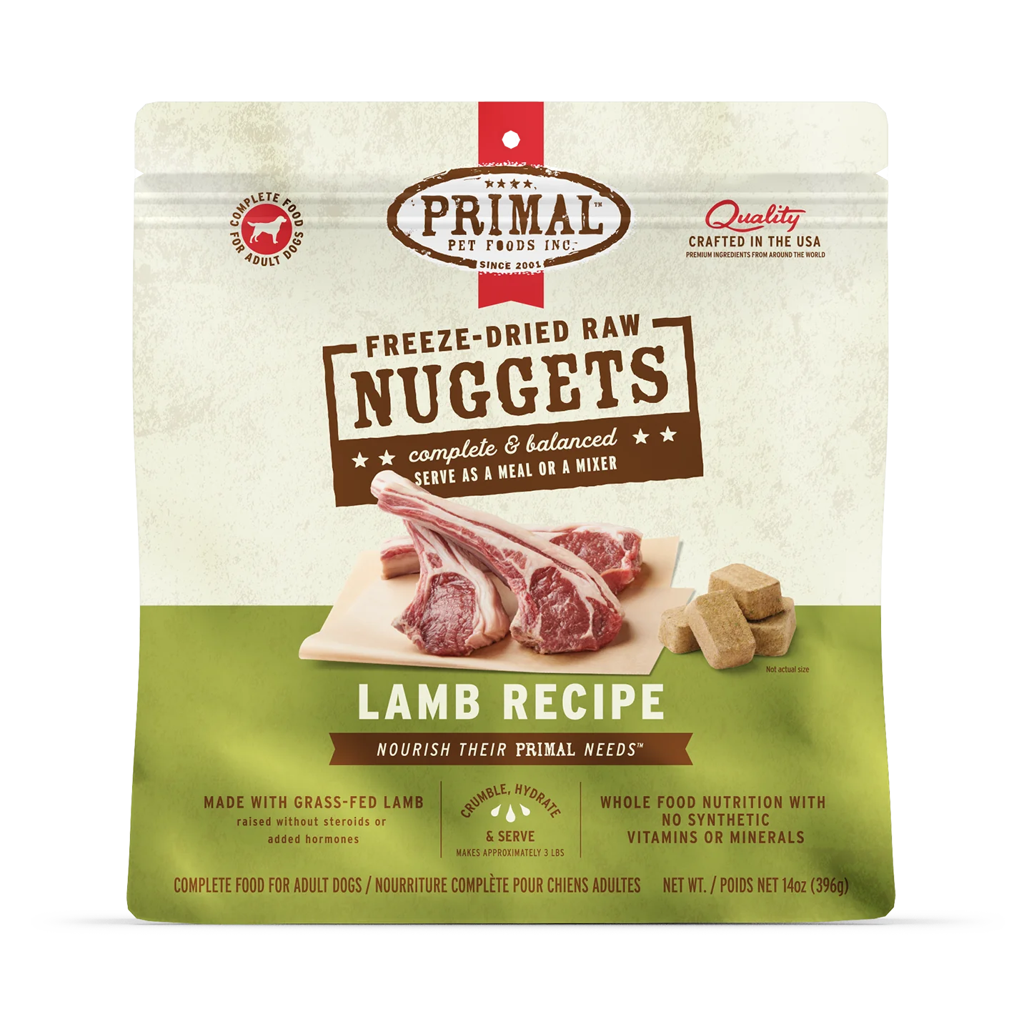 Primal Freeze-Dried Raw Nuggets Dog Food Lamb Recipe