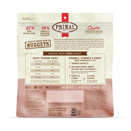 Primal Freeze-Dried Raw Nuggets Dog Food Pork Recipe