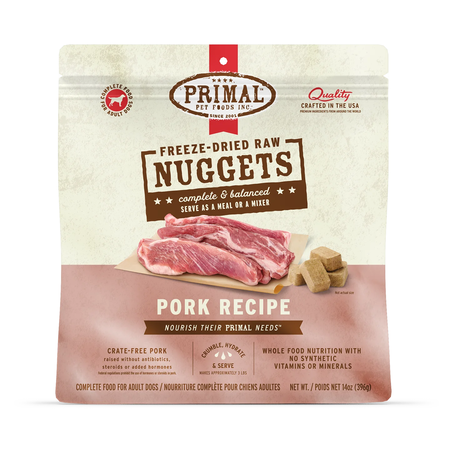 Primal Freeze-Dried Raw Nuggets Dog Food Pork Recipe