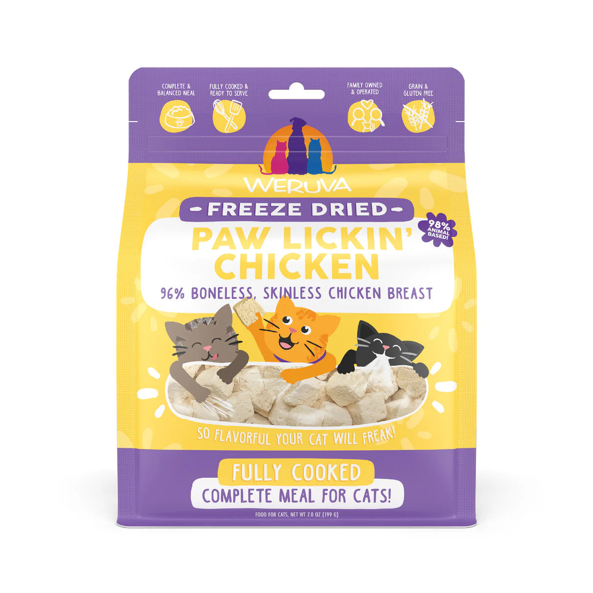 WERUVA Cat Freeze Dried  Paw Lickin' Chicken Freeze Dried with 96% Boneless, Skinless Chicken Breast