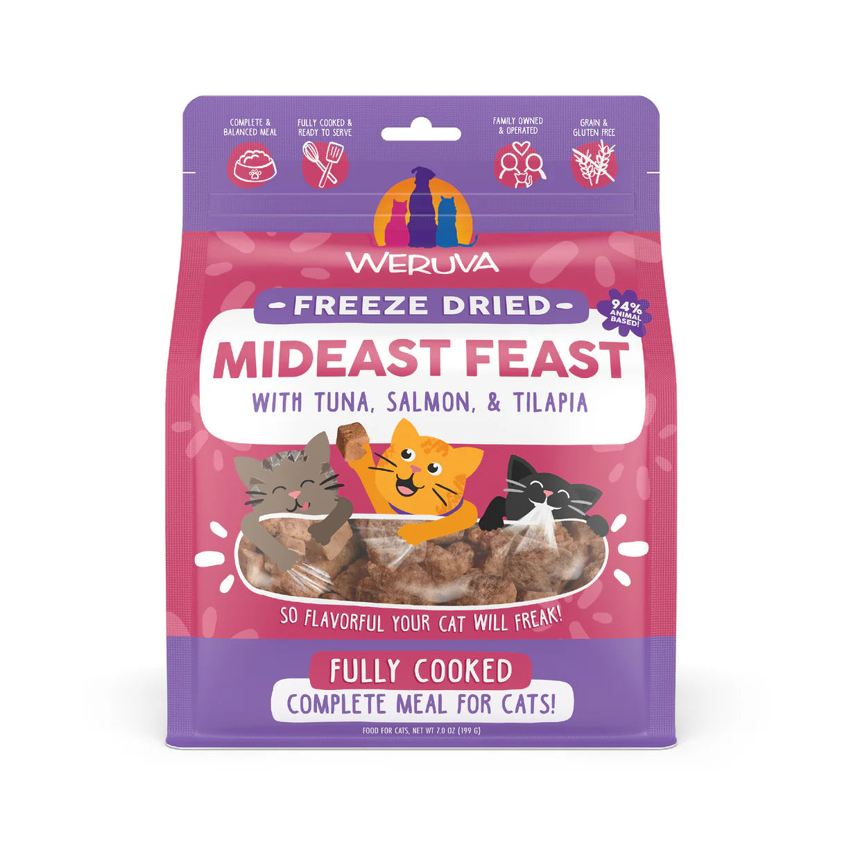 WERUVA Cat Freeze Dried Mideast Feast Freeze Dried with Tuna, Salmon & Tilapia