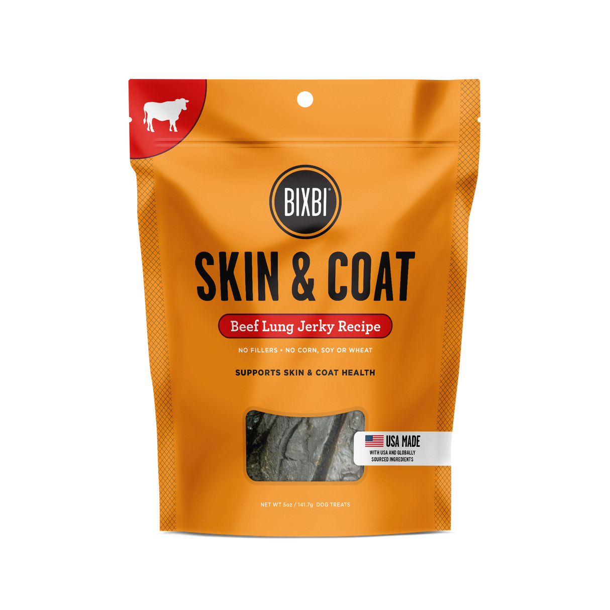 BIXBI® Skin & Coat Jerky Treats for Dogs – Beef Lung Recipe