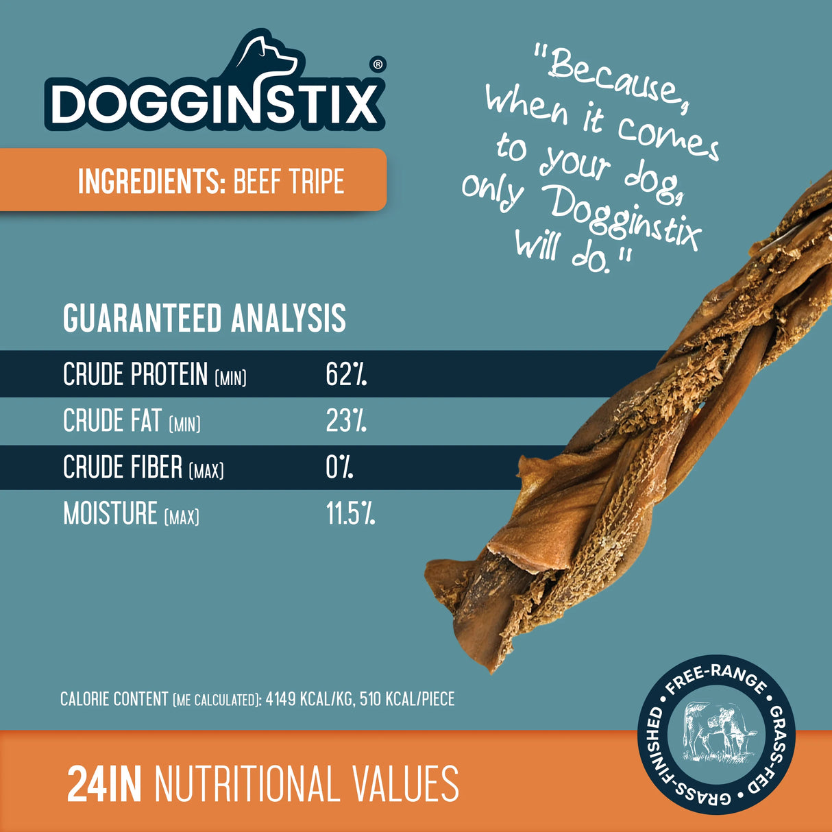 Dogginstix 24" Braided Beef Tripe Stick