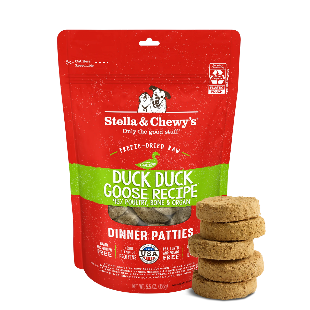 Stella & Chewy's Duck Duck Goose Freeze-Dried Raw Dinner Patties