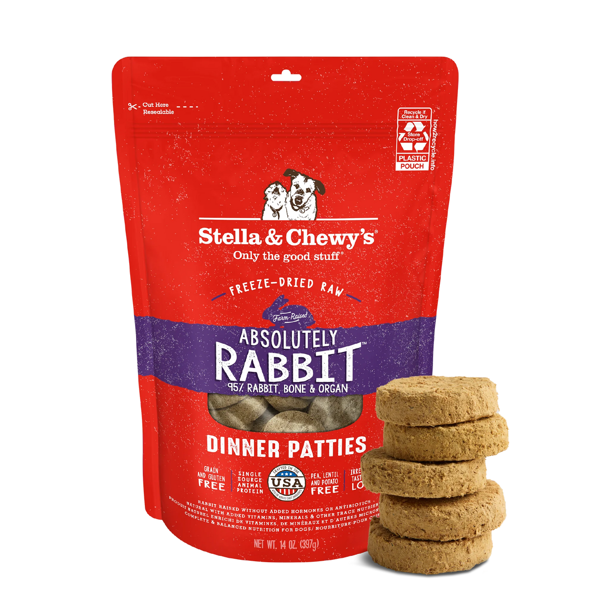 Stella & Chewy's Absolutely Rabbit Freeze-Dried Raw Dinner Patties 14OZ