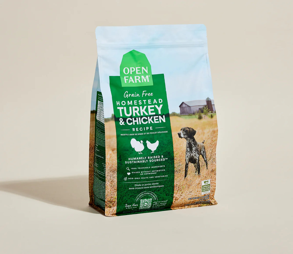 View of OPEN FARM Homestead Turkey & Chicken Grain-Free Dog Kibble – Paws on Chicon
