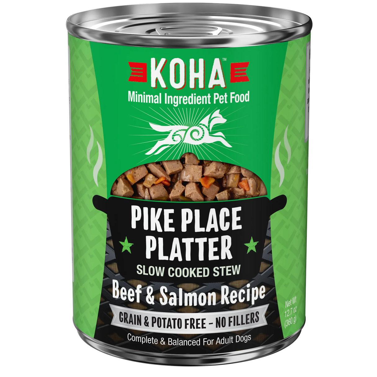 KOHA Pike Place Platter Slow Cooked Stew Beef & Salmon Recipe for Dogs 12.7oz