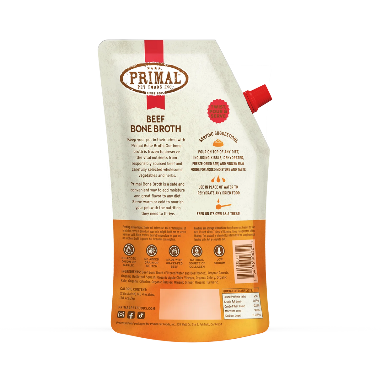 Primal Bone Broth for Cats and Dogs Beef Recipe