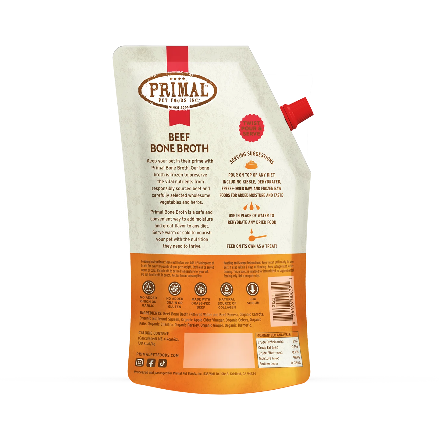 Primal Bone Broth for Cats and Dogs Beef Recipe