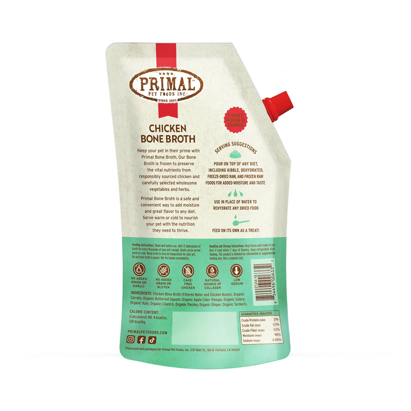 Primal Bone Broth for Cats and Dogs Chicken Recipe