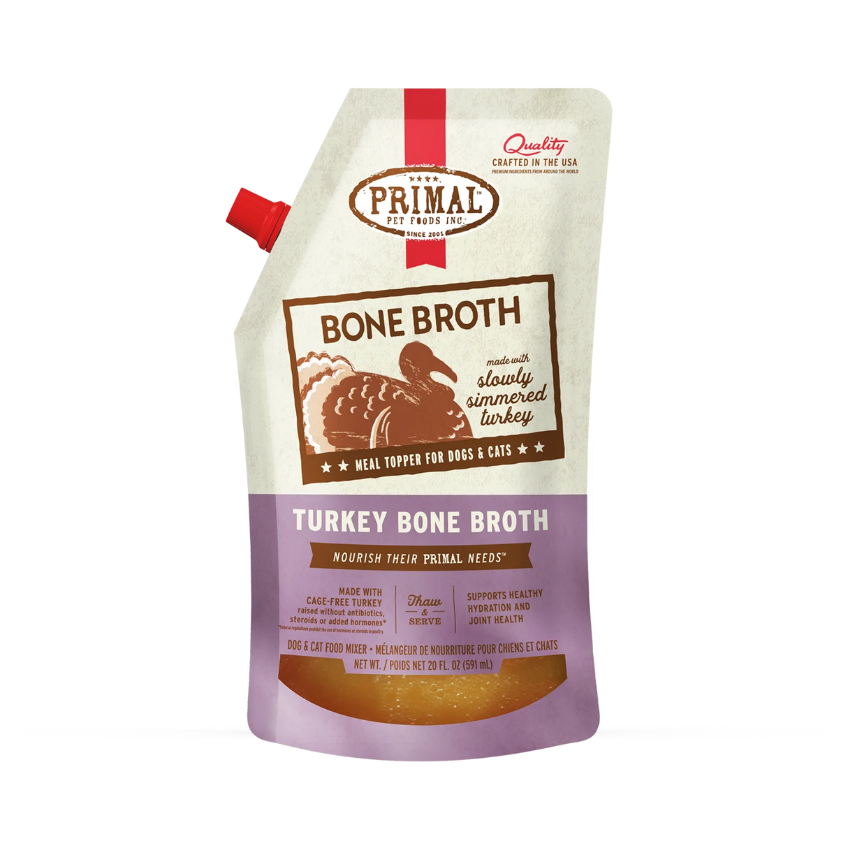 Primal Bone Broth for Cats and Dogs Turkey Recipe
