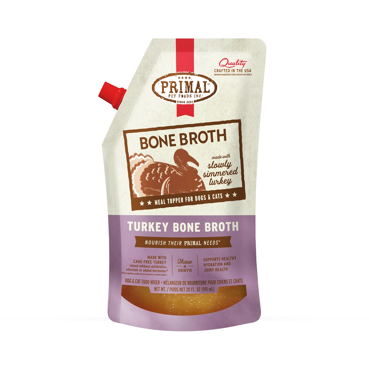 Primal Bone Broth for Cats and Dogs Turkey Recipe