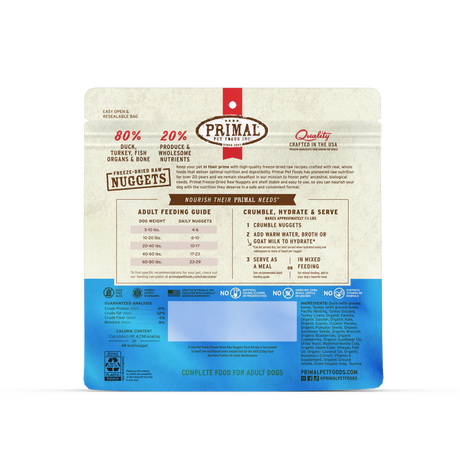 Primal Freeze-Dried Raw Nuggets Dog Food Duck Recipe