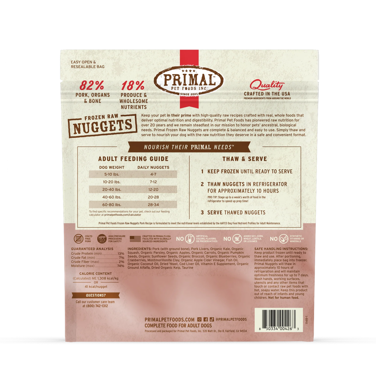 Primal Frozen Raw Dog Food Pork Recipe