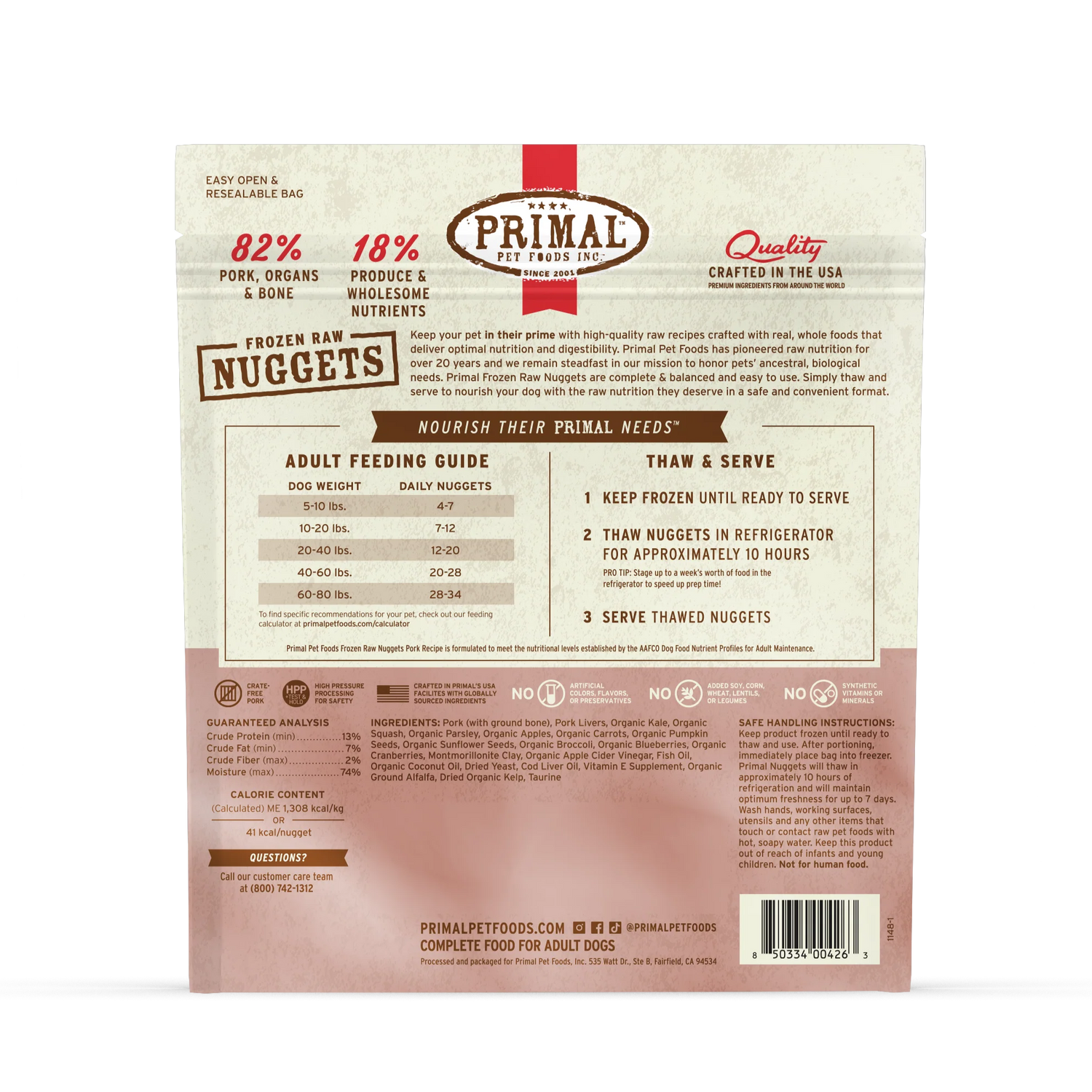 Primal Frozen Raw Dog Food Pork Recipe