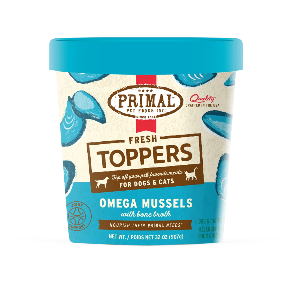 Primal Fresh Toppers for Cat & Dog Food Omega Mussels Recipe 16OZ