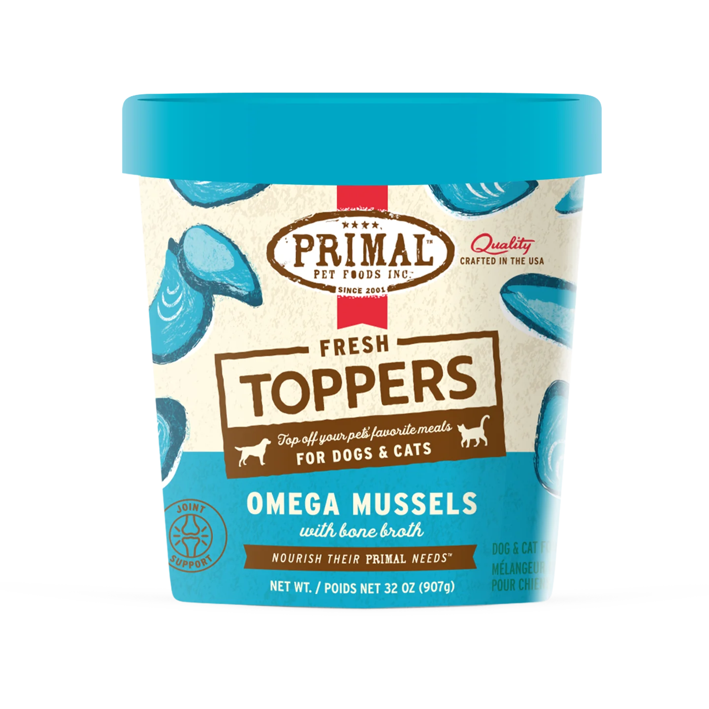 Primal Fresh Toppers for Cat & Dog Food Omega Mussels Recipe 16OZ
