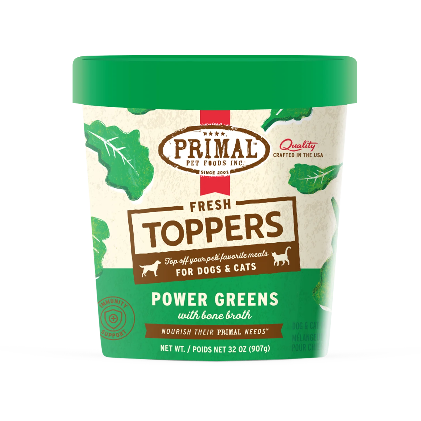 Primal Fresh Toppers for Cat & Dog Food Power Greens Recipe 16OZ