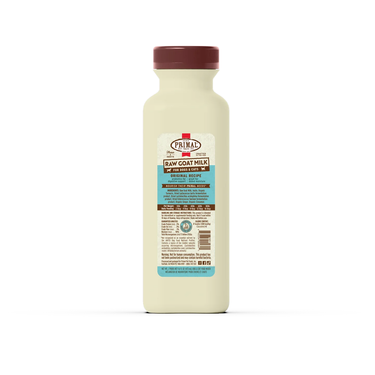 Primal Frozen Raw Goat Milk