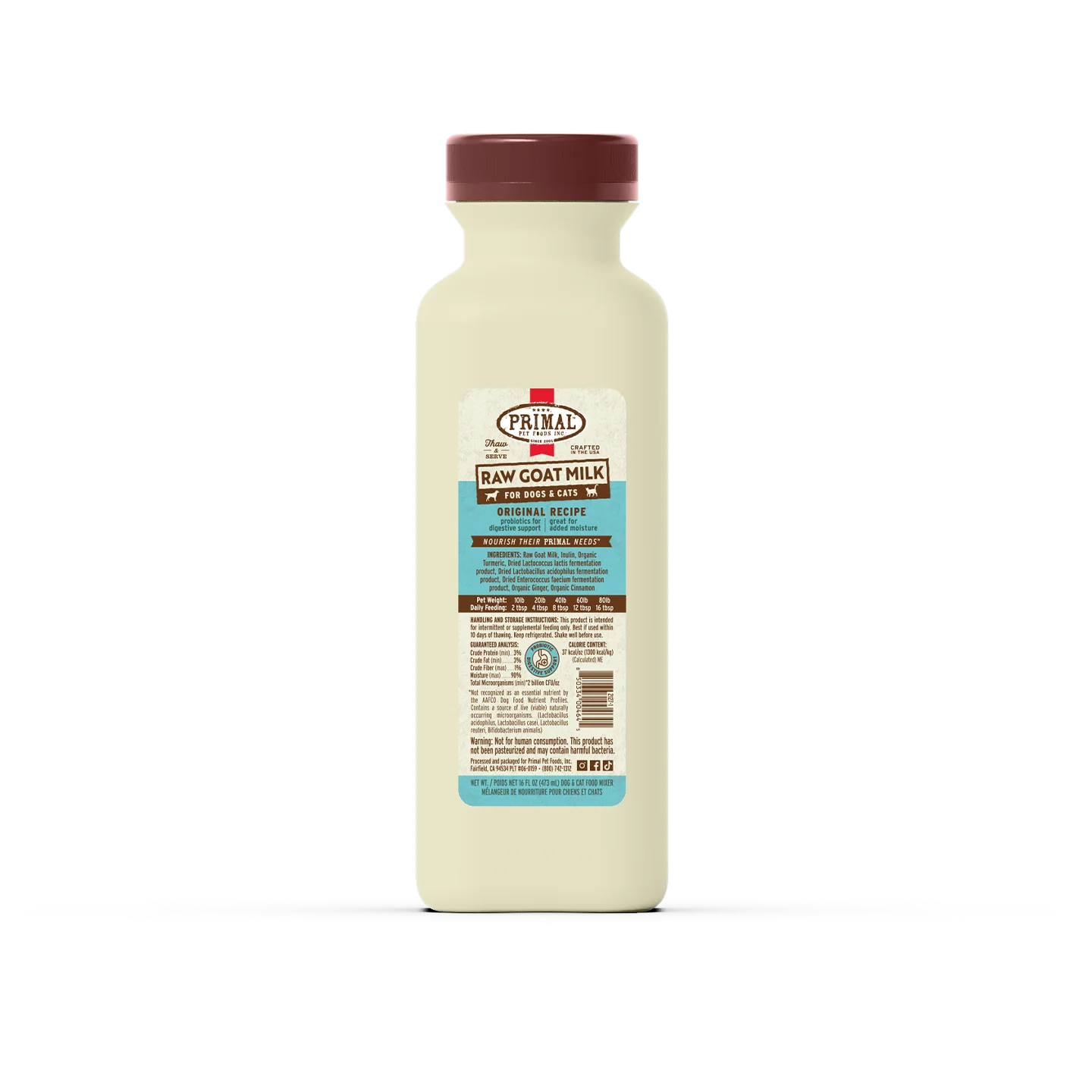 Primal Frozen Raw Goat Milk