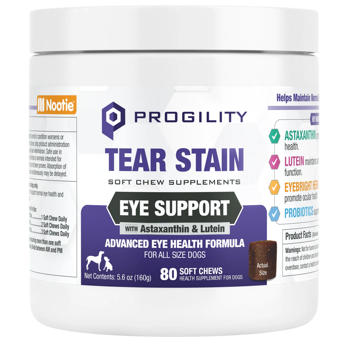Nootie Progility Tear Stain Eye Support Soft Chew Supplement for Dogs