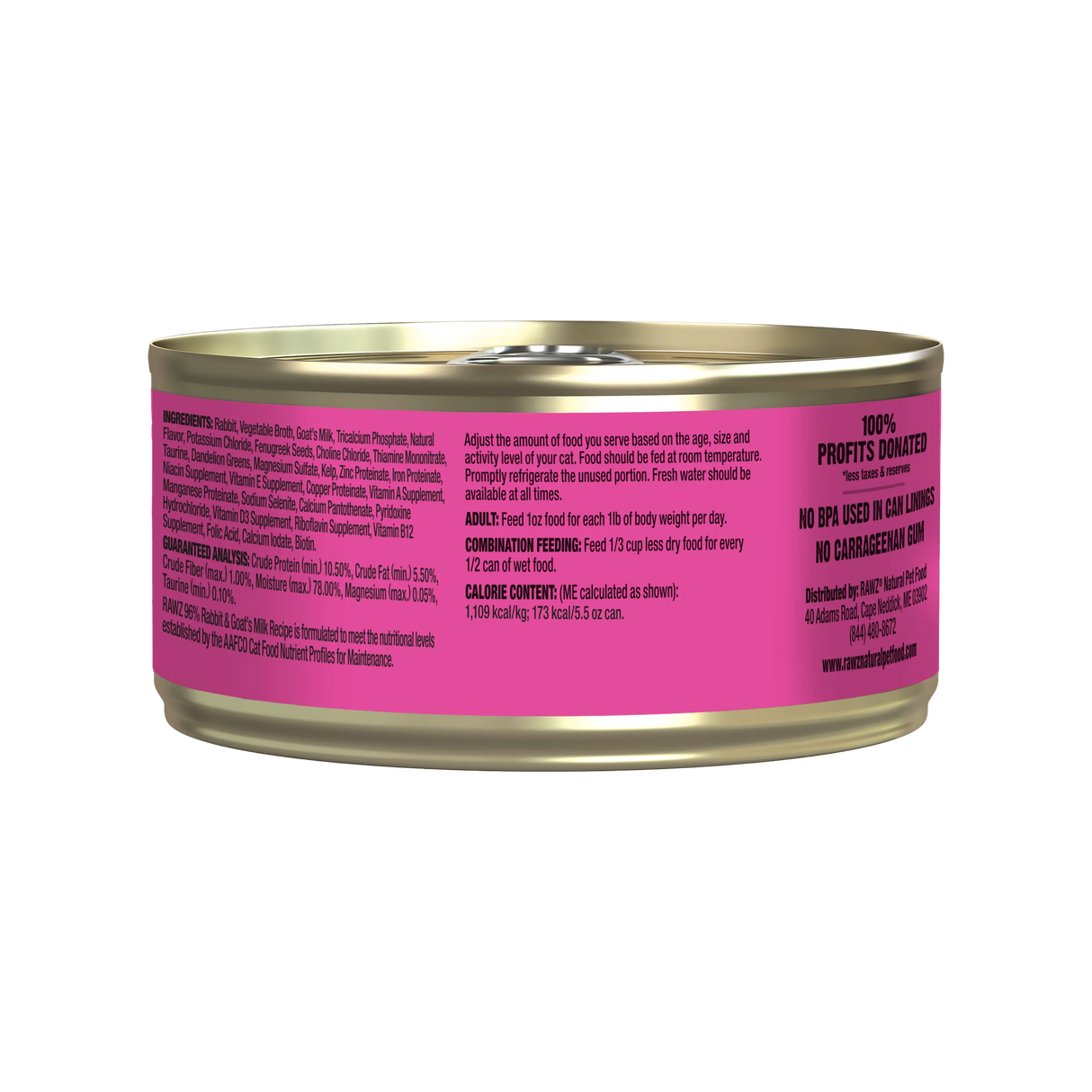 RAWZ With Goat's Milk 96% Rabbit Canned Cat Food