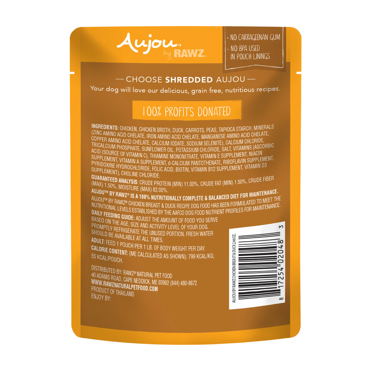 RAWZ Aujou Chicken Breast & Duck Recipe Dog Food 2.5OZ