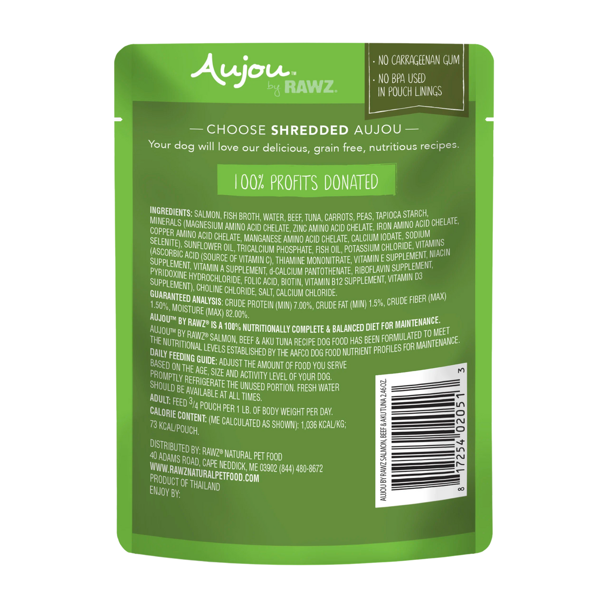 RAWZ Aujou Salmon, Beef & Aku Tuna Recipe Dog Food 2.5OZ