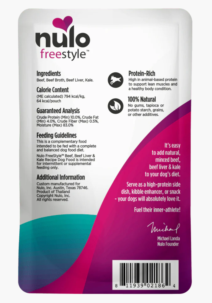 Nulo FreeStyle Beef, Beef Liver & Kale In Broth Recipe 3OZ