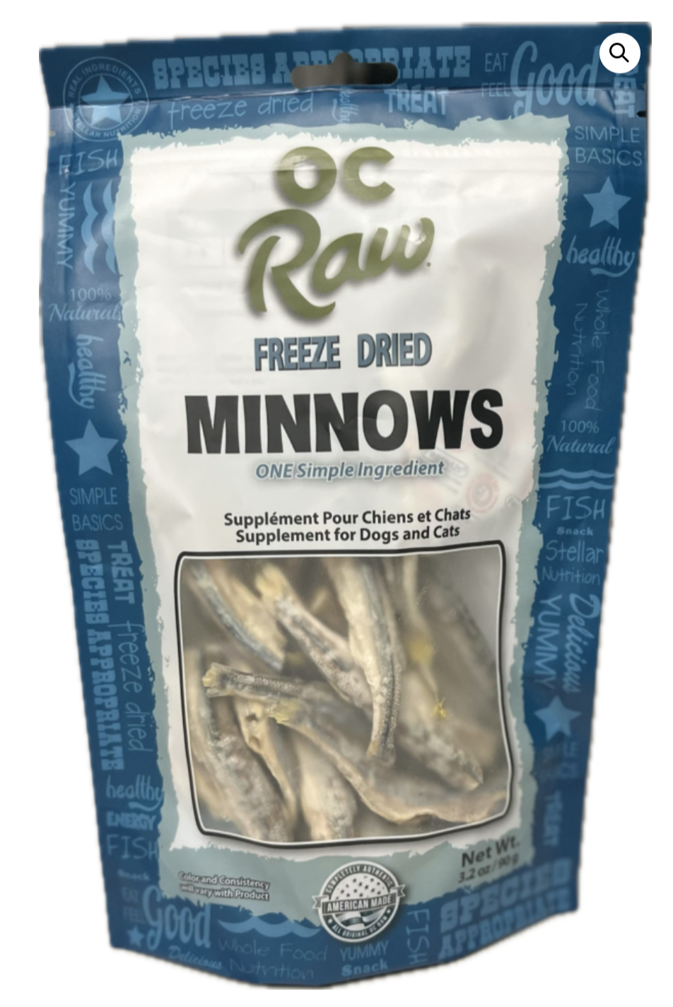 OC Raw Minnows Freeze Dried Dog Treats, 3.2OZ