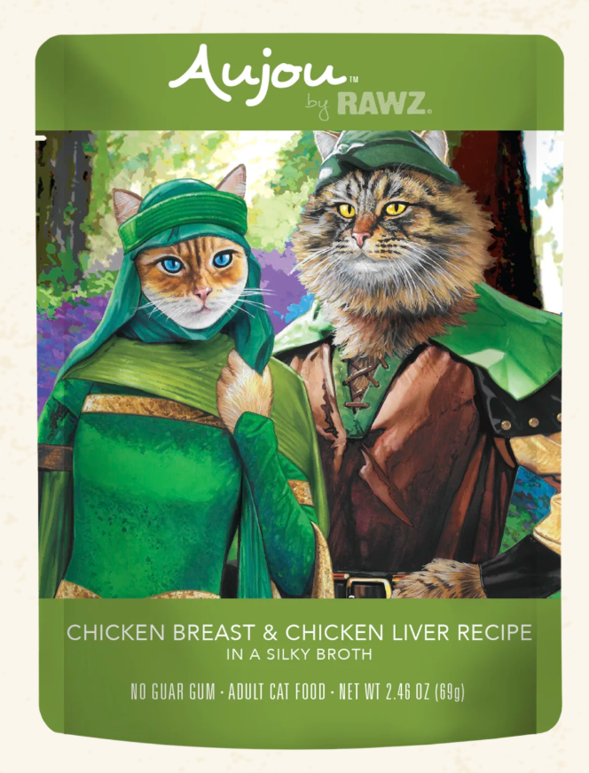 RAWZ AuJou Chicken Breast & Chicken Liver Recipe Cat Food 2.46OZ