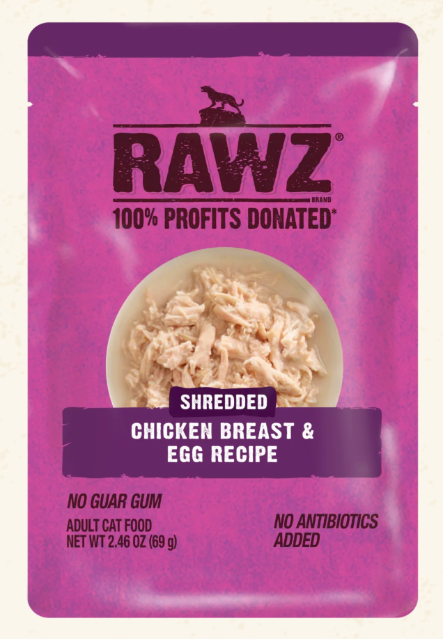 RAWZ Shredded Chicken Breast & Egg Cat Food Recipe 2.46OZ