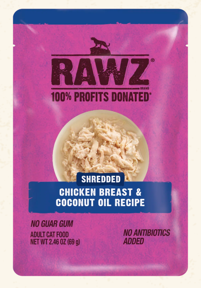 RAWZ Shredded Chicken & Coconut Oil Recipe Cat Food 2.46OZ