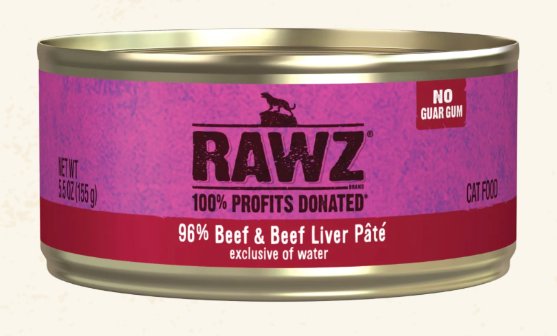 RAWZ 96% Beef & Beef Liver Pate Cat Food 3OZ