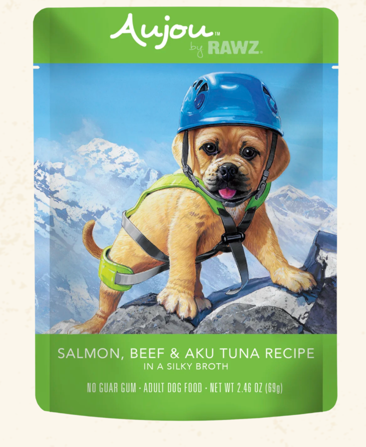 RAWZ Aujou Salmon, Beef & Aku Tuna Recipe Dog Food 2.5OZ
