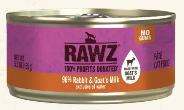 RAWZ With Goat's Milk 96% Rabbit Canned Cat Food